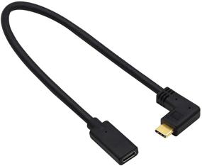 img 4 attached to YAODHAOD USB C короткий кабель 0,3 м, угол 90 градусов правый мужской разъем на USB C женский 3.1 Gen2: видео 4K, синхронизация данных 10 Гбит/с, быстрая зарядка 3А.