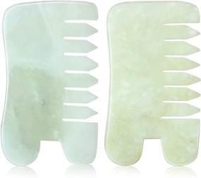 img 4 attached to 💆 Green Jade Massage Comb: Handheld Scalp Care Tool for Relaxation and Meridian Massage