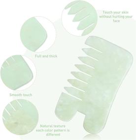 img 1 attached to 💆 Green Jade Massage Comb: Handheld Scalp Care Tool for Relaxation and Meridian Massage