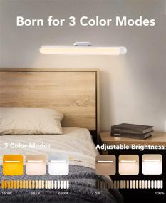 img 3 attached to 🔋 Wireless Rechargeable Wall Reading Light with 5000mAh Battery, 3 Color Modes, and Dimmable 26-LED Bar Lights - Perfect for Kids Bunk Beds, Headboards, Makeup, Cabinets, Closets, and More!