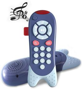 img 4 attached to 🔵 Richgv Детский учебный пульт музыкальная игрушка-пульт управления - обучающая звуковая и световая игрушка для малышей в синем цвете