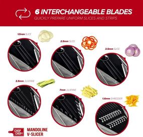 img 3 attached to 🔪 Chop Chop! Commercial Grade Stainless Steel Mandoline V-Slicer with 6 Blade Set