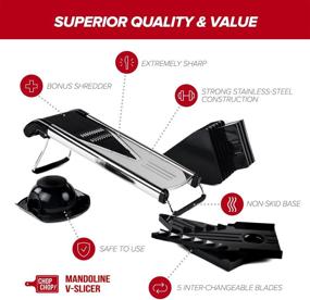 img 2 attached to 🔪 Chop Chop! Commercial Grade Stainless Steel Mandoline V-Slicer with 6 Blade Set