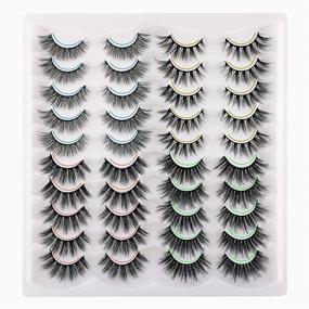 img 4 attached to 💃 20 Pairs of Handmade, Lightweight, and Reusable 3D Faux Mink Lashes Pack - Natural Cat Eye Lashes - Wispy - 4 Mixed Styles - Soft - Multipack of False Eyelashes