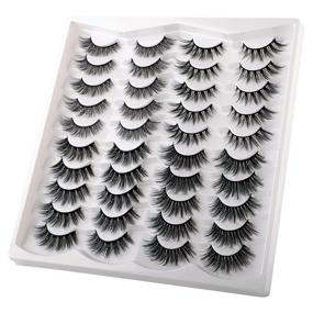 img 3 attached to 💃 20 Pairs of Handmade, Lightweight, and Reusable 3D Faux Mink Lashes Pack - Natural Cat Eye Lashes - Wispy - 4 Mixed Styles - Soft - Multipack of False Eyelashes