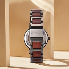 img 1 attached to 🕰️ WOODME Luxury Wooden Watches for Men and Women - Stainless Steel Natural Wood Watch with Chronograph, Military Style, Japanese Quartz Movement - Unique Box Included
