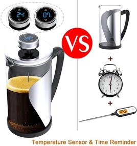 img 3 attached to ☕ 34 oz Stainless Steel French Press Coffee Tea Press with Temperature Display, Timer Reminder, and Easy-to-Clean Glass Coffee Presser