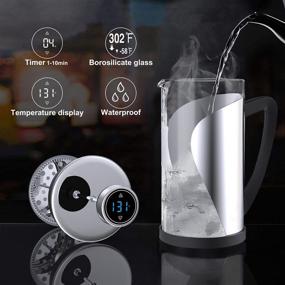 img 1 attached to ☕ 34 oz Stainless Steel French Press Coffee Tea Press with Temperature Display, Timer Reminder, and Easy-to-Clean Glass Coffee Presser