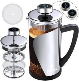 img 4 attached to ☕ 34 oz Stainless Steel French Press Coffee Tea Press with Temperature Display, Timer Reminder, and Easy-to-Clean Glass Coffee Presser