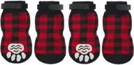 zifeipet hardwood floor dog socks - plaid anti slip paw protection with adjustable straps for small to large dogs | prevent licking & enhance traction control логотип