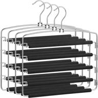 songmics 5-layer swing arm pants hangers set of 4 - space saving and non-slip pants organizer in silver and black ucri041b03 логотип