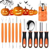 🎃 weitars halloween pumpkin carving tools kit - 12-piece professional pumpkin cutting supplies, stainless steel carving tools for halloween with organizer box - easily carve jack-o-lantern - yellow logo