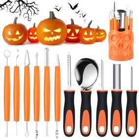 img 4 attached to 🎃 Weitars Halloween Pumpkin Carving Tools Kit - 12-Piece Professional Pumpkin Cutting Supplies, Stainless Steel Carving Tools for Halloween with Organizer Box - Easily Carve Jack-O-Lantern - Yellow