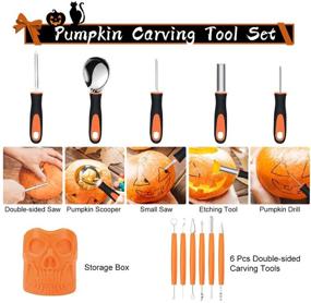 img 2 attached to 🎃 Weitars Halloween Pumpkin Carving Tools Kit - 12-Piece Professional Pumpkin Cutting Supplies, Stainless Steel Carving Tools for Halloween with Organizer Box - Easily Carve Jack-O-Lantern - Yellow