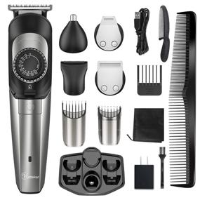 img 4 attached to 🧔 Hatteker 5 in 1 Precision Trimmer Kit for Men - Beard Trimmer, Hair Clipper, Cordless Body & Moustache Groomer, Nose Hair Trimmer - USB Rechargeable