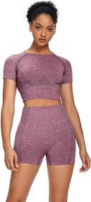 img 4 attached to 🧘 Sytiz Women's Seamless Yoga Set: 2 Piece Outfit with Workout Shorts & Crop Top