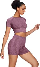 img 3 attached to 🧘 Sytiz Women's Seamless Yoga Set: 2 Piece Outfit with Workout Shorts & Crop Top