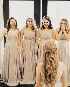 img 1 attached to 👗 Chiffon Spaghetti Ruched Bridesmaid Dresses - Women's Clothing Dresses