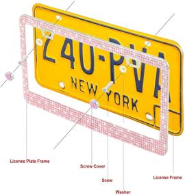 img 1 attached to HANTAJANSS Bling License Plate Frame Exterior Accessories