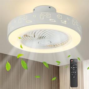 img 4 attached to Enhance Your Space with the Hollow Square Modern Ceiling Fan: Lights, Remote, Low Profile - Perfect for Bedroom and Kids Room!