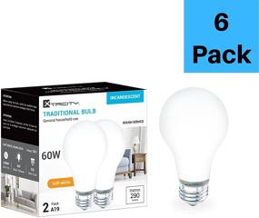 img 3 attached to 💡 A19 Frosted Incandescent Rough Service Light Bulb, 60W, 2700K Soft White, E26 Medium Base, 550 Lumens, 130V (6 Pack)