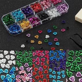 img 2 attached to 🌹 480 Metal Rose Flower Nail Charms 3D Valentine's Day Nail Art Decoration DIY Jewelry with Tweezers