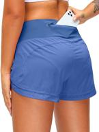 🏃 quick-dry women's running shorts with 3-inch zipper pocket - ideal workout athletic gym shorts for women logo