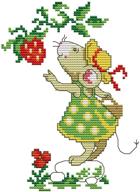 egoodn cross stitch stamped kit: mice and strawberry design, 11ct aida fabric, 8x10 inches, embroidery needlework for kids and adults, no frame included logo