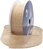 🌼 royal imports 2.5" natural burlap jute wired ribbon (#40) for floral, holiday, craft decoration - 25 yard bulk roll (75 ft spool) logo