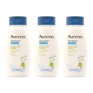 🛀 гель для душа aveeno skin relief - аромат ромашки и успокаивающих овсянок - нежный очищающий гель для тела без мыла для сухой, зудящей и чувствительной кожи - не содержит красителей и протестирован на аллергию - 18 жидких унций (3 упаковки) логотип