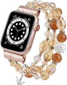 img 3 attached to 🌸 TOROTOP Bracelet for Apple Watch Band 41mm/40mm/38mm Women Girl, Handmade Fashion Elastic Beaded with Rose Gold Adapters Strap Compatible for iWatch 38mm 40mm Series 7/SE/6/5/4/3/2/1