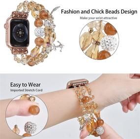 img 2 attached to 🌸 TOROTOP Bracelet for Apple Watch Band 41mm/40mm/38mm Women Girl, Handmade Fashion Elastic Beaded with Rose Gold Adapters Strap Compatible for iWatch 38mm 40mm Series 7/SE/6/5/4/3/2/1