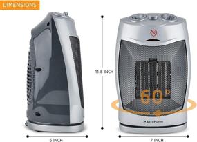 img 3 attached to 🔥 AeroHome 1500W / 750W Ceramic Oscillating Portable Space Heater: Overheat & Tip Over Protection for Home, Bedroom, and Office