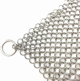 img 2 attached to 🔗 WFRX 8"x6" Cast Iron Scrubber, High-Quality 316L Stainless Steel Chainmail Cleaner for Cast Iron, Stainless Steel, Hard Anodized Cookware and More