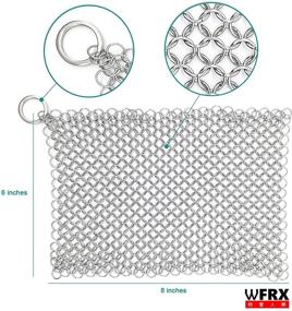 img 3 attached to 🔗 WFRX 8"x6" Cast Iron Scrubber, High-Quality 316L Stainless Steel Chainmail Cleaner for Cast Iron, Stainless Steel, Hard Anodized Cookware and More