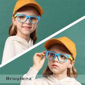 img 2 attached to 👓 Braylenz 2 Pack Kids Blue Light Blocking Glasses Boys Girls, Anti Eye Strain &amp; Headache, Durable Frame, Age 3-12 (Clear Purple+Clear Pink)