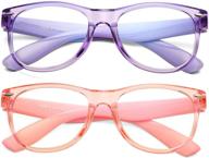 👓 braylenz 2 pack kids blue light blocking glasses boys girls, anti eye strain &amp; headache, durable frame, age 3-12 (clear purple+clear pink) logo