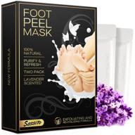 👣 revitalizing foot peel mask - 2-pack - exfoliating lavender scented booties for cracked heels, dead skin, calluses - achieve baby soft feet with this powerful formula logo