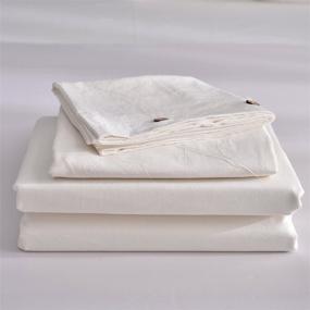 img 2 attached to 🛏️ Off-White Queen Washed Cotton Duvet Cover Set - 3 Piece by Doffapd