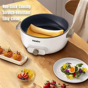 img 1 attached to 🍲 Dezin Electric Hot Pot, 4L Non-Stick Shabu Shabu Pot with Adjustable Power, Versatile Cooker with Overheat Protection for Fry, Steam, Simmer, Electric Frying Pan, White