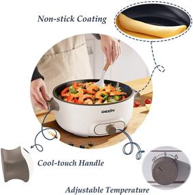 img 3 attached to 🍲 Dezin Electric Hot Pot, 4L Non-Stick Shabu Shabu Pot with Adjustable Power, Versatile Cooker with Overheat Protection for Fry, Steam, Simmer, Electric Frying Pan, White