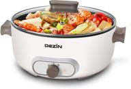 🍲 dezin electric hot pot, 4l non-stick shabu shabu pot with adjustable power, versatile cooker with overheat protection for fry, steam, simmer, electric frying pan, white логотип