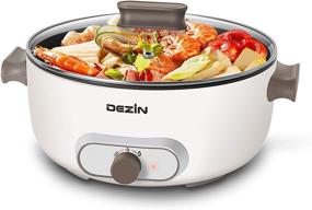 img 4 attached to 🍲 Dezin Electric Hot Pot, 4L Non-Stick Shabu Shabu Pot with Adjustable Power, Versatile Cooker with Overheat Protection for Fry, Steam, Simmer, Electric Frying Pan, White