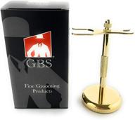 🪒 premium g.b.s gold polished shaving brush & razor stand - optimal storage for badger and synthetic brushes, ensuring safety for all razors with straight attractive base, modern high-end look and enhanced stability logo