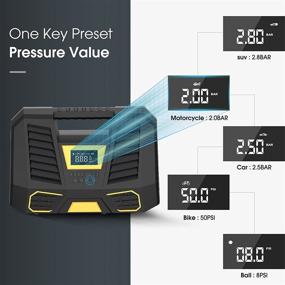 img 1 attached to Компрессор для накачивания шин Carsun: автомобильный насос 12V DC с светодиодным фонарем и ЖК-экраном - портативный насос для автомобилей, велосипедов и надувных изделий.