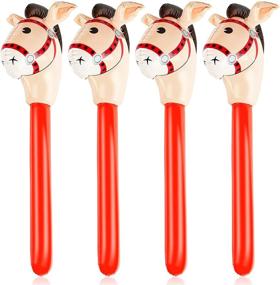 img 4 attached to 🎈 Inflatable Horsehead Stick Balloon for Theme Birthday Party Decoration - 4 Pieces, 37 Inches