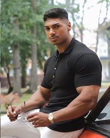 img 3 attached to 👕 URRU Muscle Shirts Stretch Sleeve | Men's Clothing: Stylish and Comfy Shirts