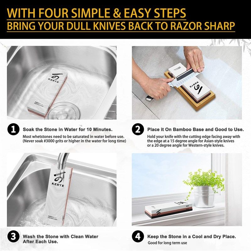 BEST Knife Sharpening Stone Kit - KERYE Professional Whetstone Sharpener  Stone Set REVIEW 