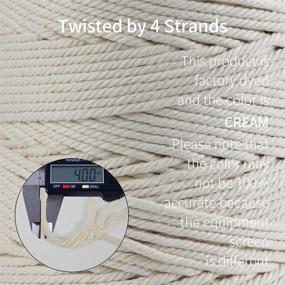 img 2 attached to 🌿 ZOUTOG Macrame Cord: 4mm x 328yd 100% Natural Cotton Rope for Plant Hangers and Wall Hangings - Beige Yellow