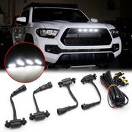 🔦 upgraded xotic tech 4pc smoked led front grille marker lights & wiring harness kit | fits toyota tacoma trd pro grill 2016-up, rav4 2019-2021 | white | part pt228-35170 logo